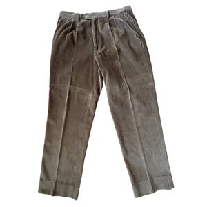 Como Sport by Cobra Corduroy Pleated Pants Men 34 Taupe Brown Straight Leg